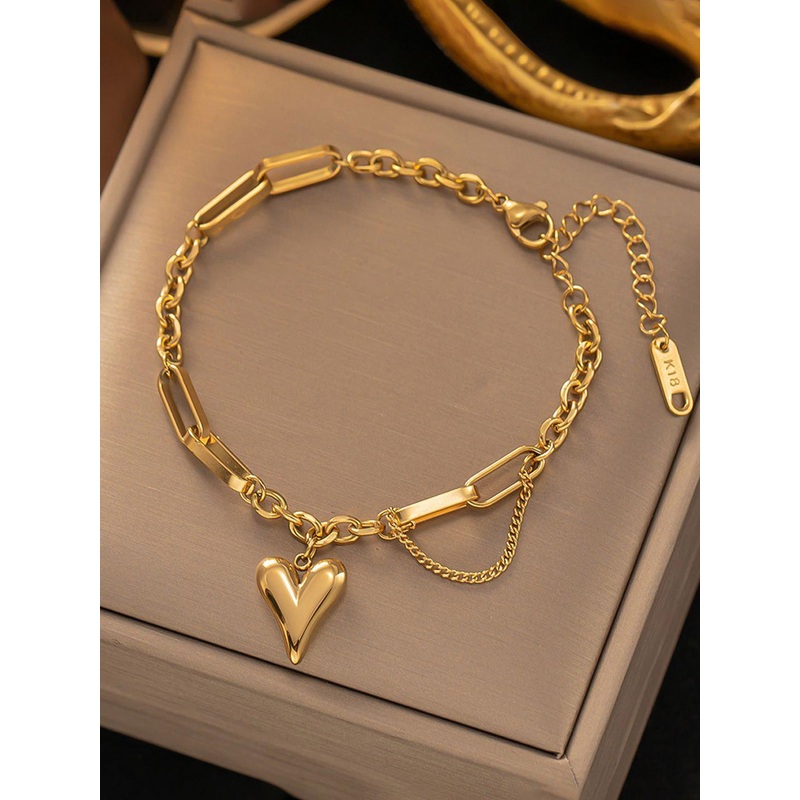 Designs & You Gold-Plated Stainless Steel Anti Tarnish heart Theme Link Bracelet