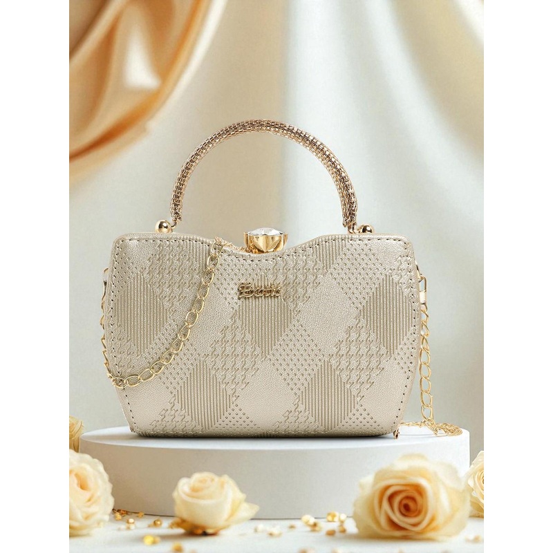 Exotic Embellished Quilted Box Clutch