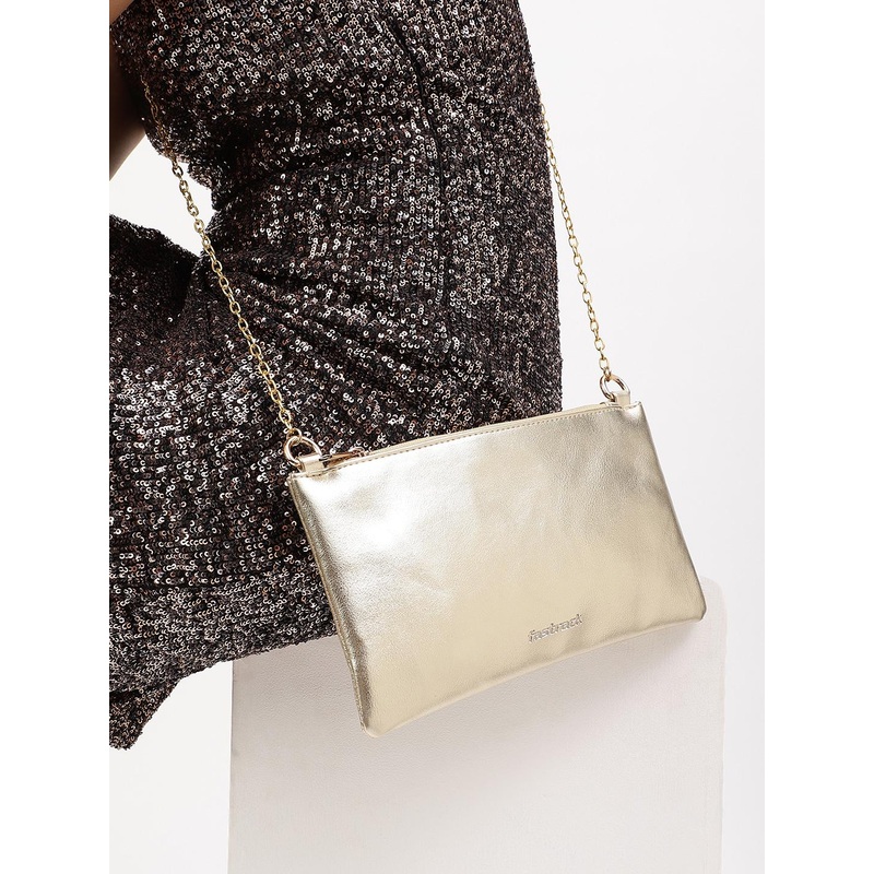 Fastrack Gold-Toned Structured Sling Bag