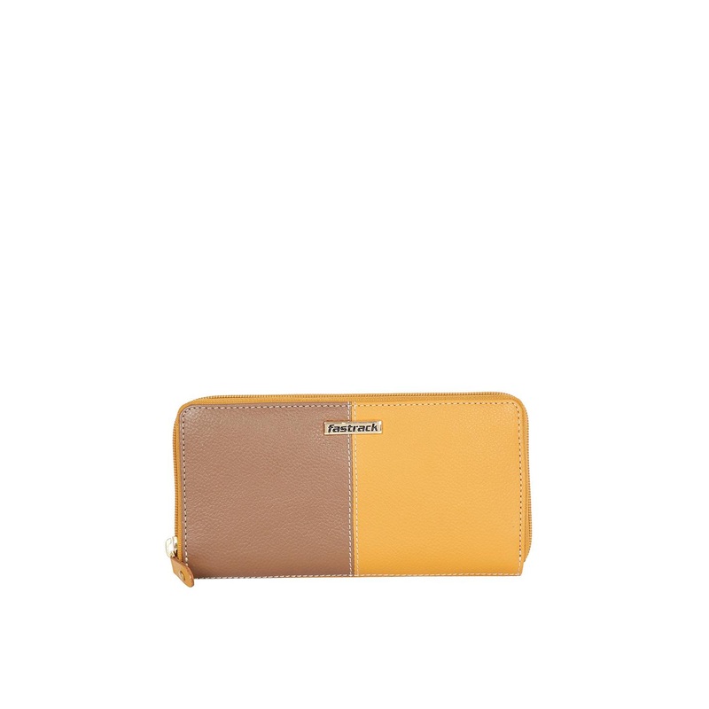 Fastrack Women Tan & Brown Colourblocked Leather Envelope