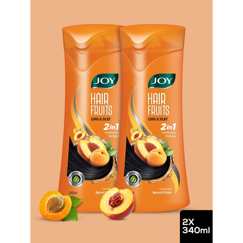 JOY Set of 2 Apricot & Peach Conditioning Shampoo for Long & Silky Hair – 340ml Each