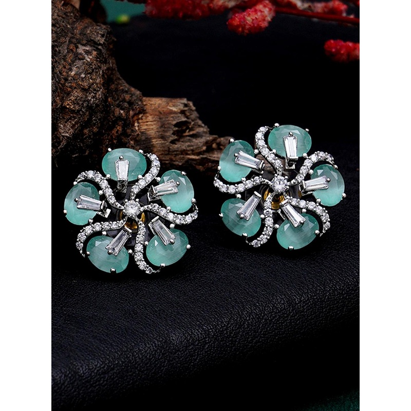 KARATCART Lime Green Classic Studs Earrings