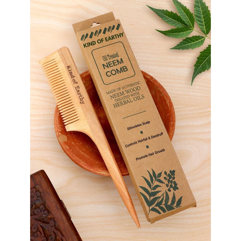 Kind of Earthy Kacchi Neem Comb With Handle