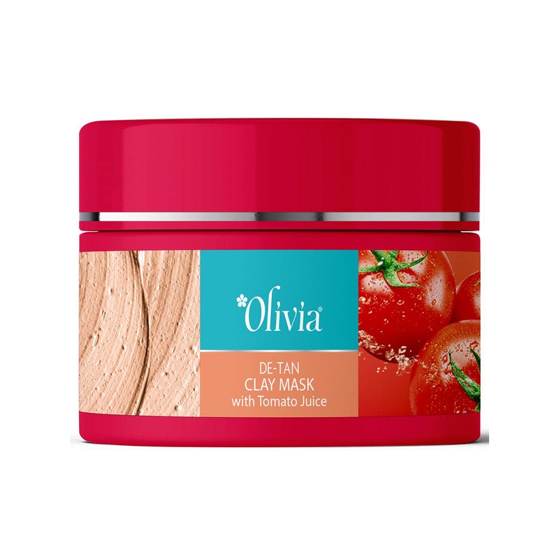 Olivia De-Tan Clay Mask with Tomato Juice to Even Tone, Controls Oil & Boosts Glow – 50g