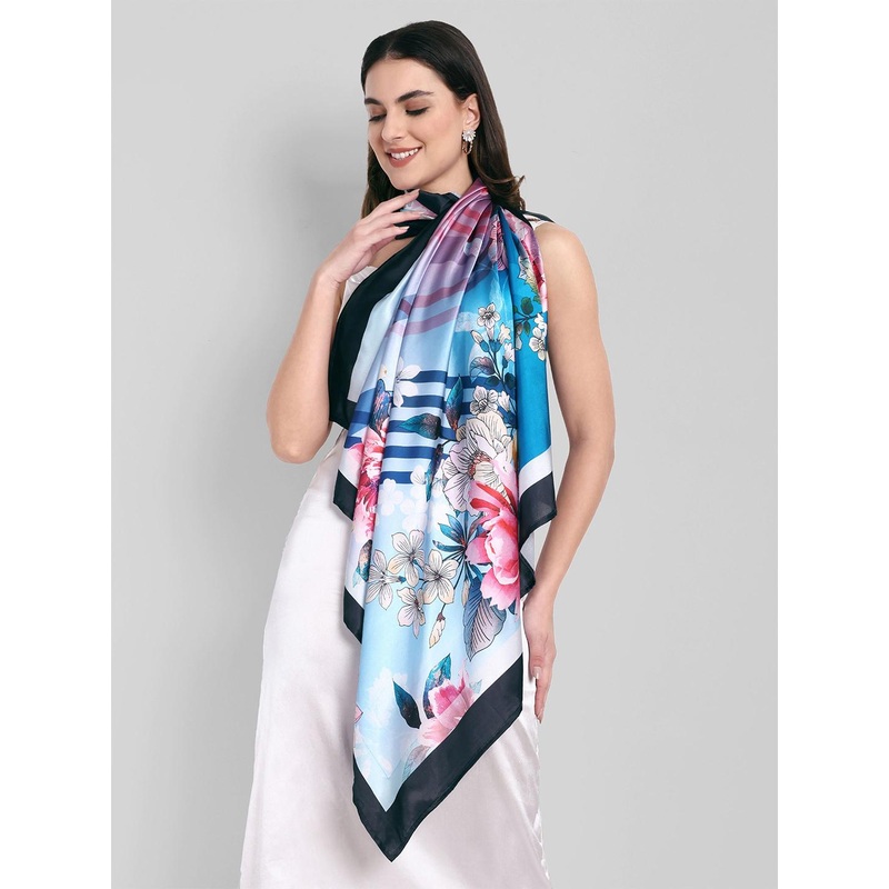 Sarisp Women Floral Printed Satin Scarf