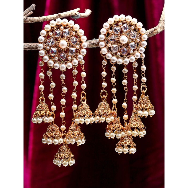 ZENEME Gold-Plated Circular Drop Earrings