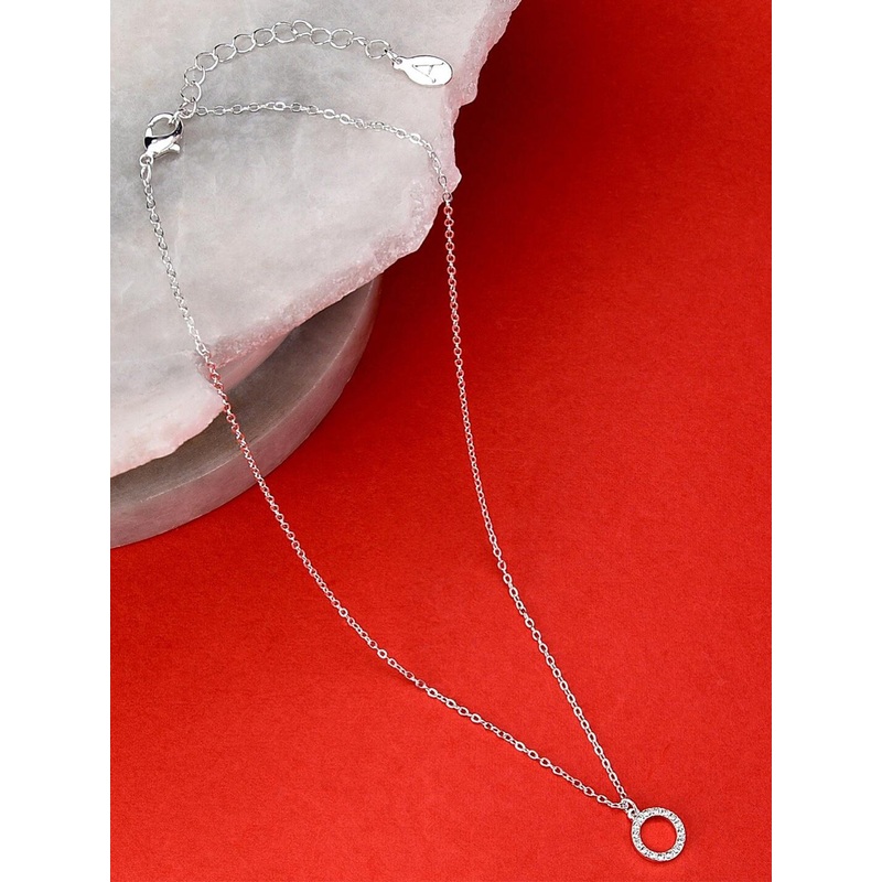 Accessorize London Women Crystal Pave Cut Out Circle Pendant Necklace