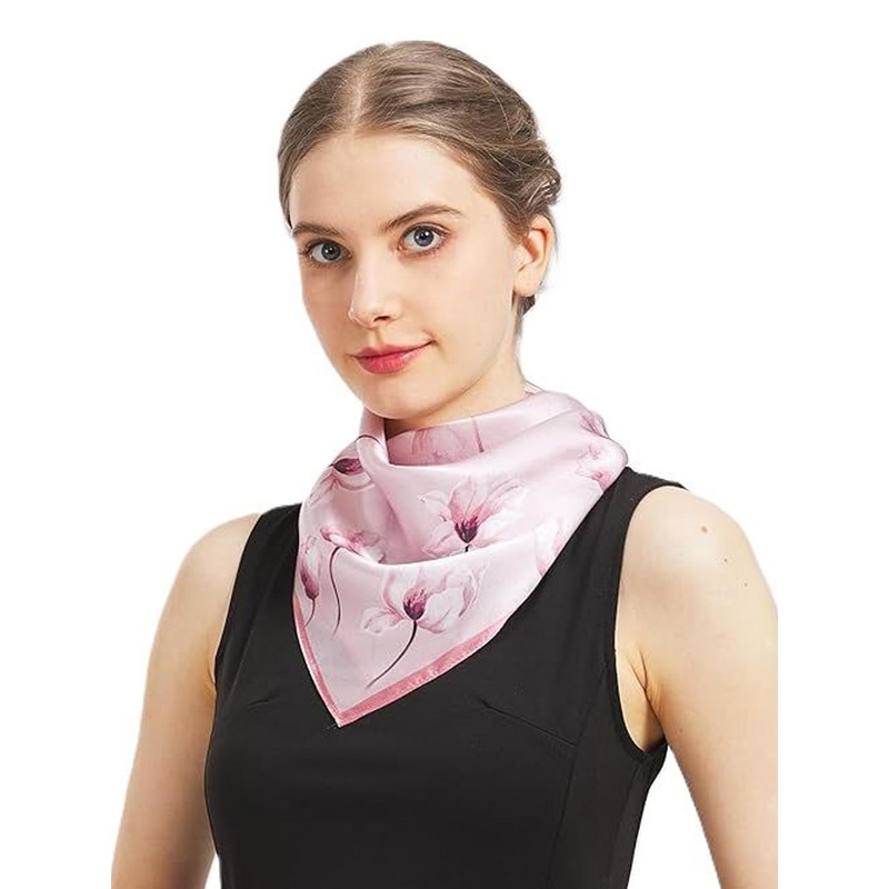 Alexvyan Women Pink Satin Silk Square Scarf