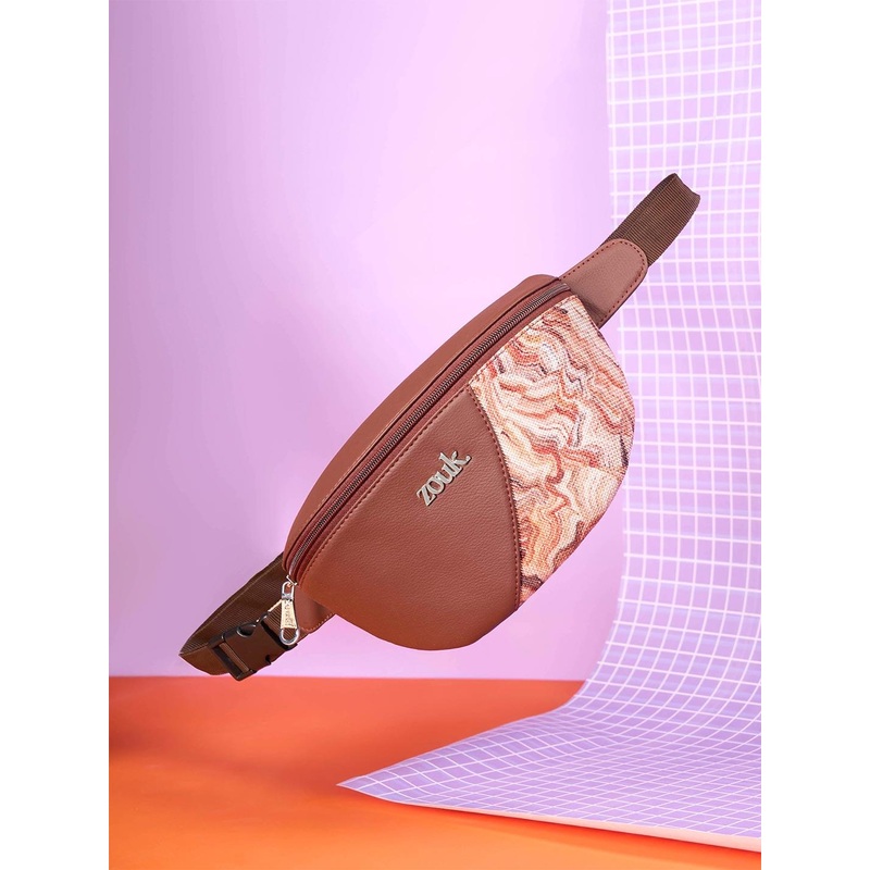 Alt by Zouk  Freya Nicobar Coral Textured Water Resistant Vegan Leather Waist Pouch