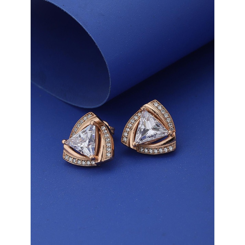 Carlton London Rose Gold-Plated Triangular Studs