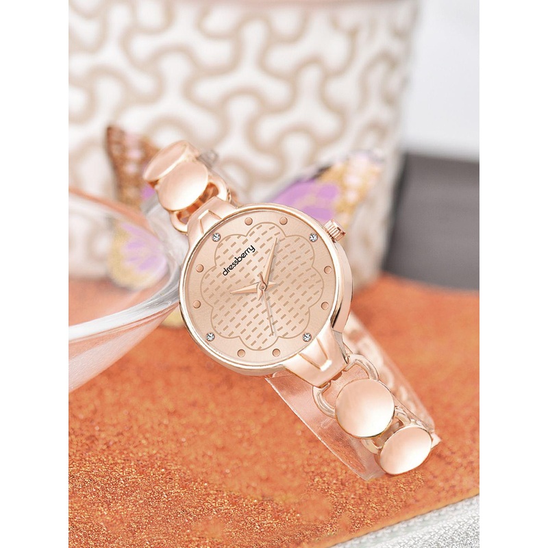 DressBerry Women Embellished Dial & Bracelet Style Straps Analogue Watch HOBDB-304-RG