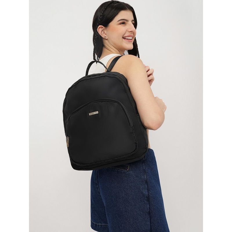 Fastrack Women Black Solid Backpack