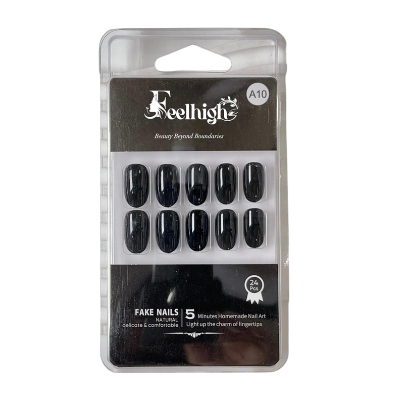 FEELHIGH 24-Pcs Stick On Reusable Waterproof Press On Nails – A10
