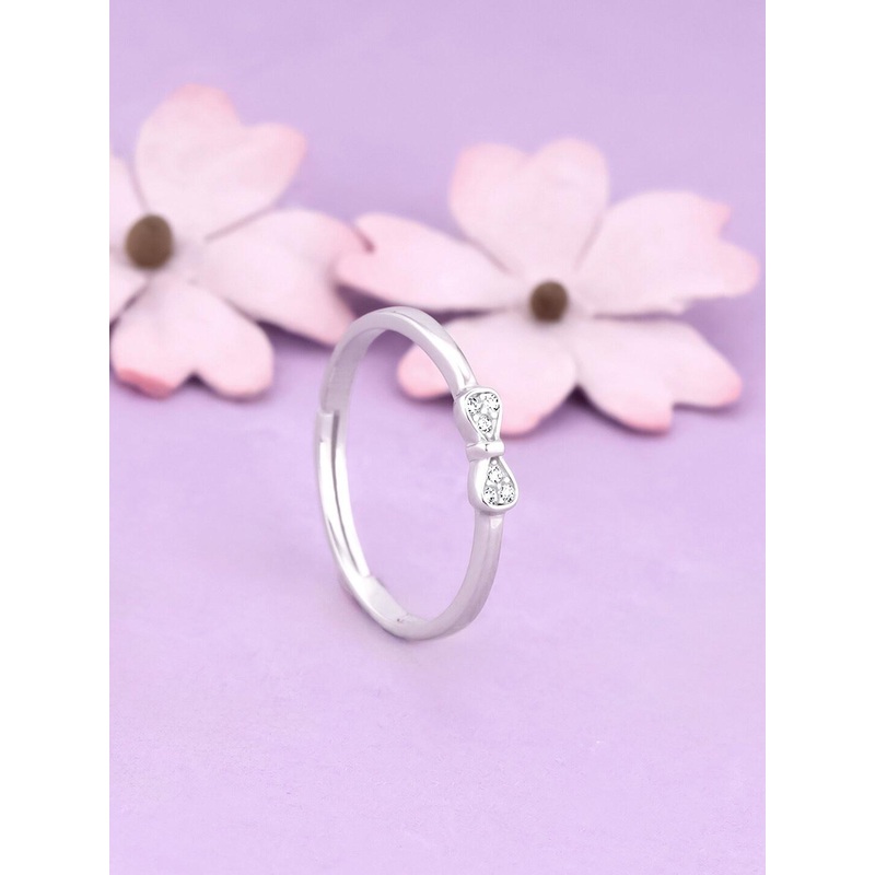 GIVA Rhodium-Plated Zircon Studded Adjustable Ring