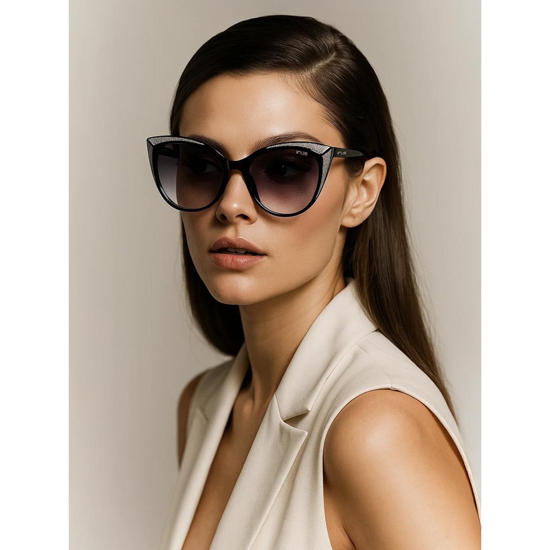 IRUS by IDEE Women Grey Lens & Black Cateye Sunglasses with UV Protected Lens