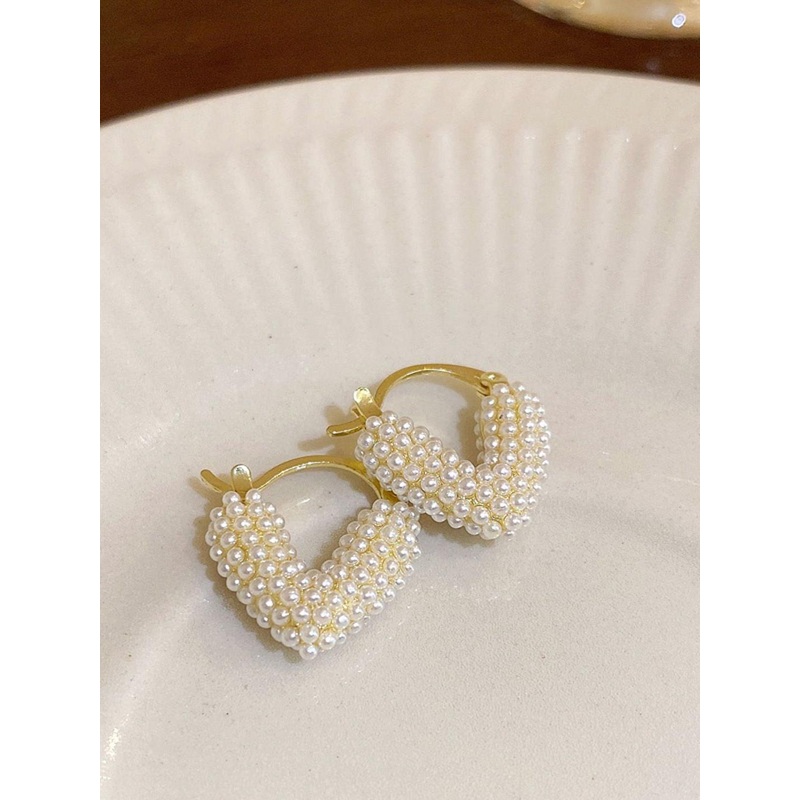 Just Lil Things Artificial Beaded Contemporary Shaped Hoop Earrings