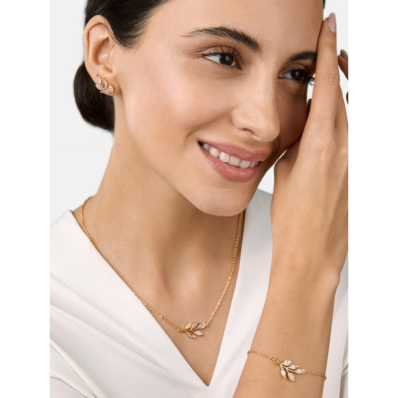 MINUTIAE Gold-Plated White Crystal Studded  Jewellery Set