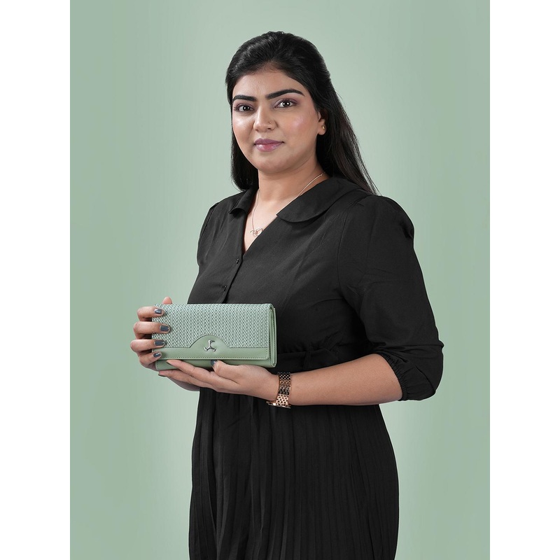 Mochi Green Textured Foldover Wallet