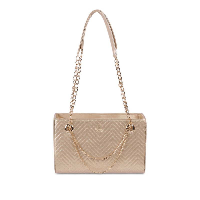 Mochi Striped Structured Shoulder Bag with Quilted