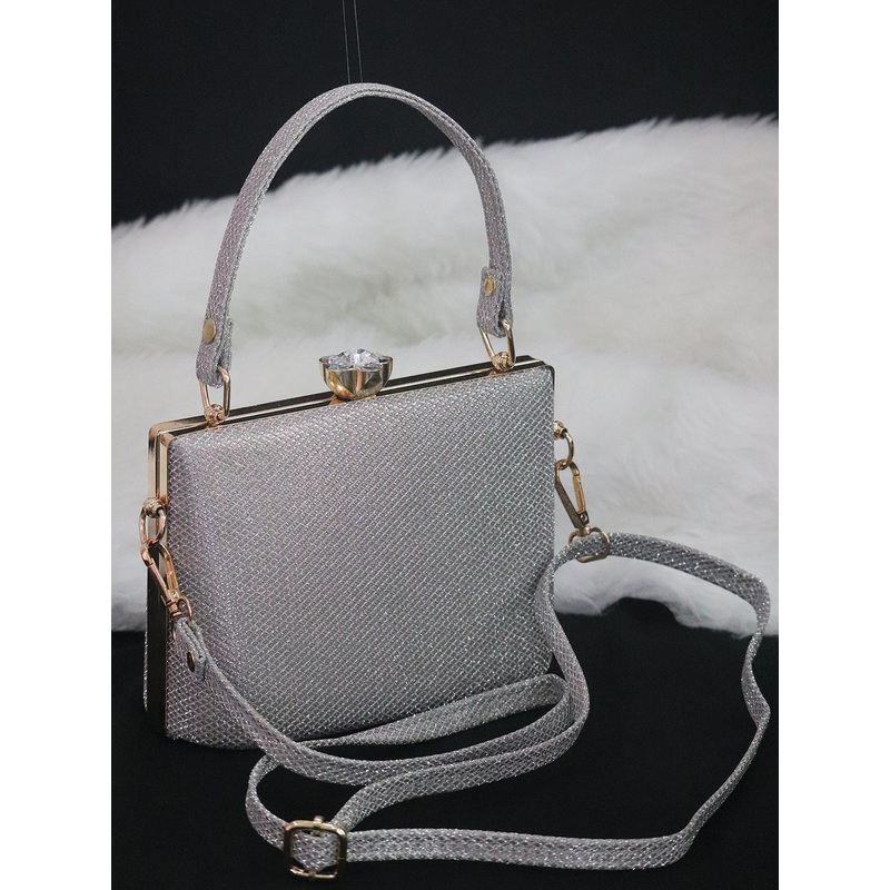 OSTY Textured Shoulder Strap Box Clutch