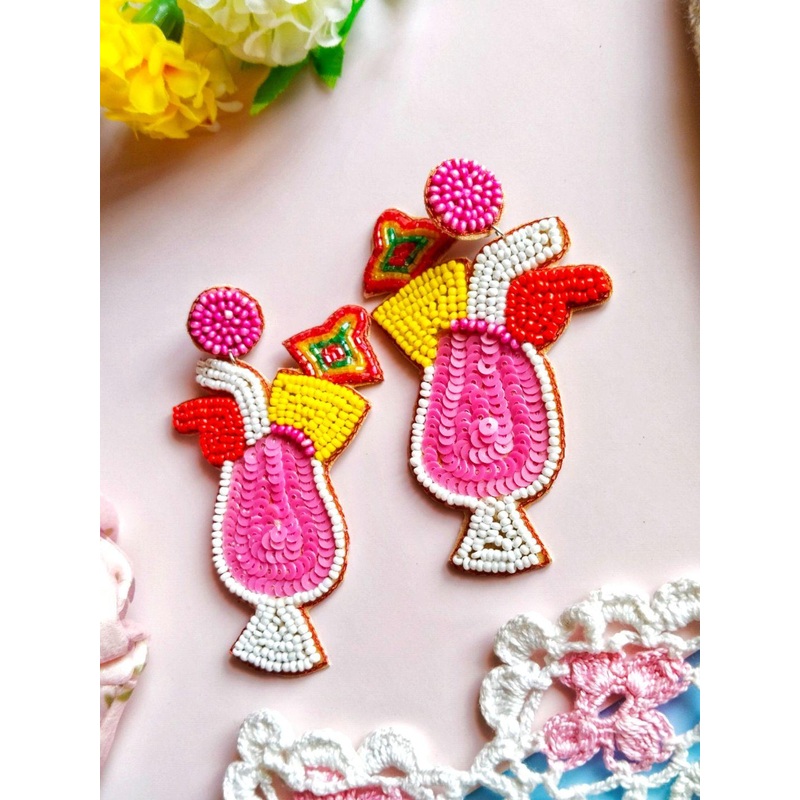 Sangria Beaded Quirky Icecream Studs Earrings