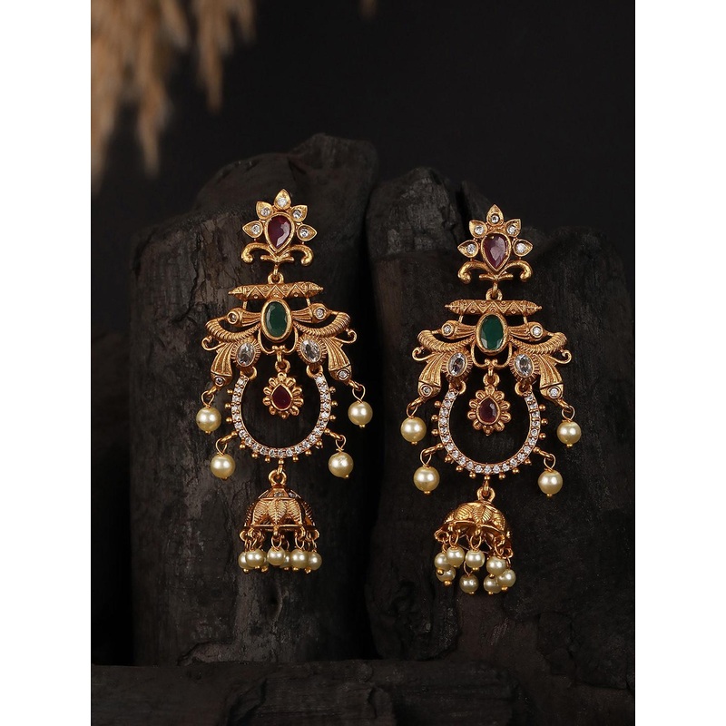 Saraf RS Jewellery Gold-Plated Classic Drop Earrings