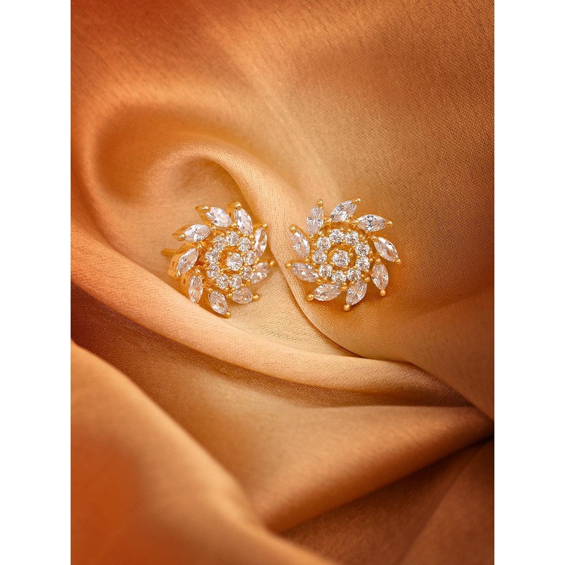 Saraf RS Jewellery White Contemporary Studs Earrings