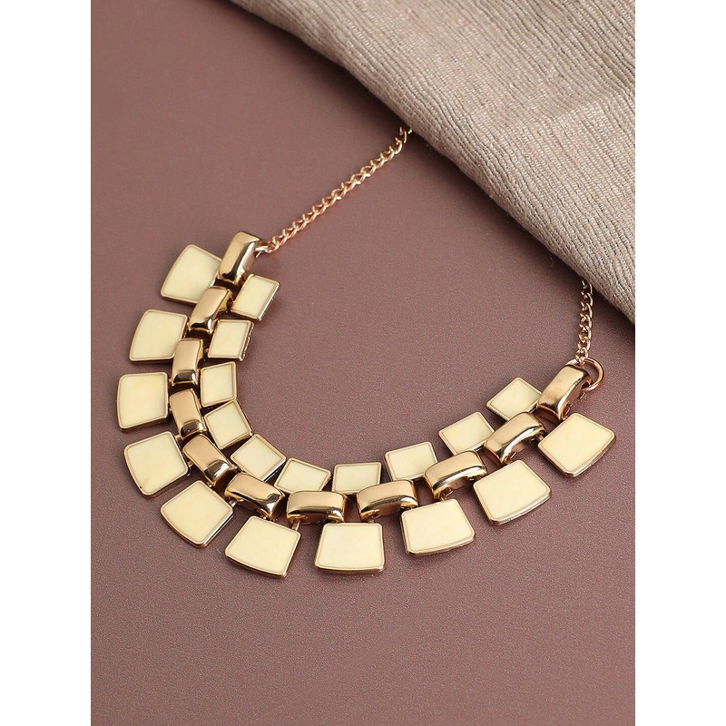 SOHI Women Gold-Plated & White Statement Necklace