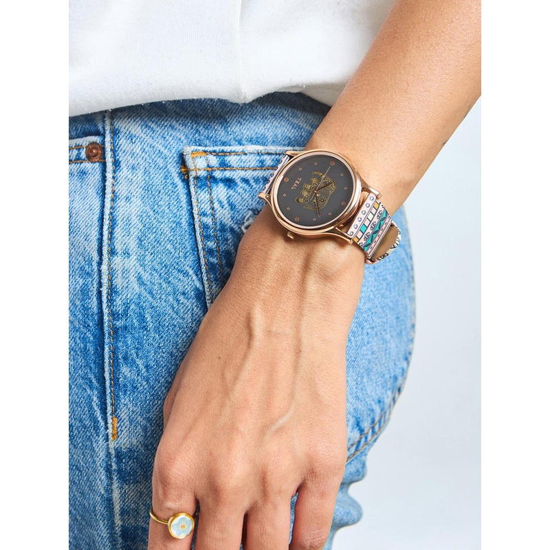 TEAL BY CHUMBAK Women Brass Printed Dial & Leather Bracelet Style Straps Analogue Watch 8907605119088