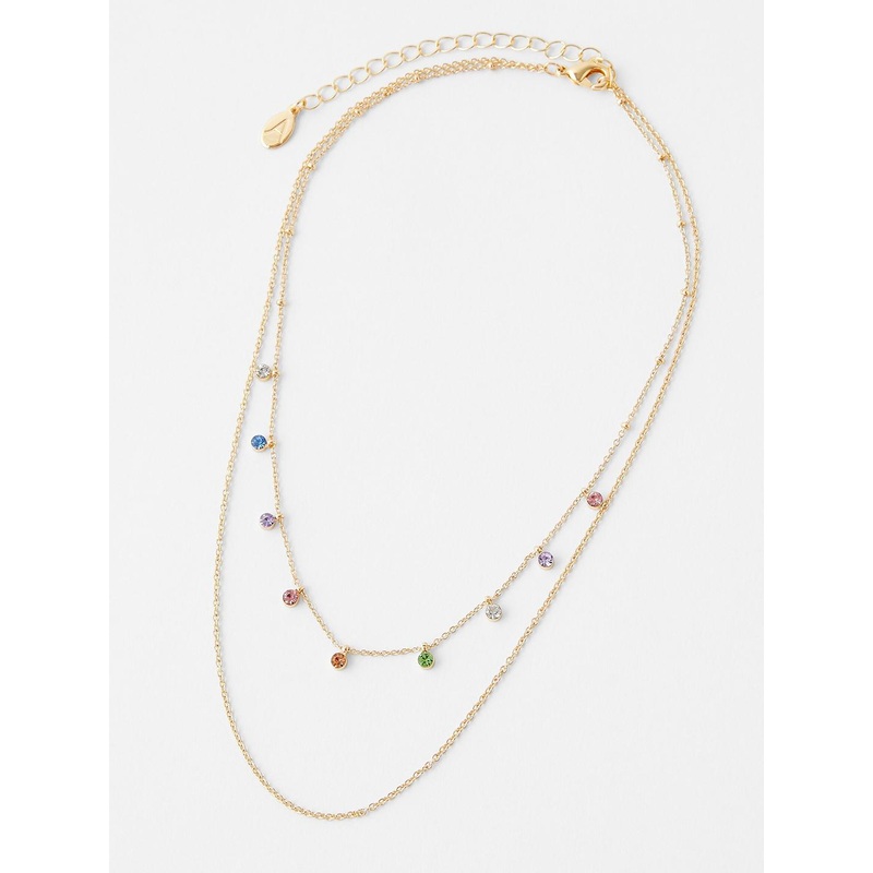 Accessorize Gold-Toned & Blue Metal Gold-Plated Layered Necklace