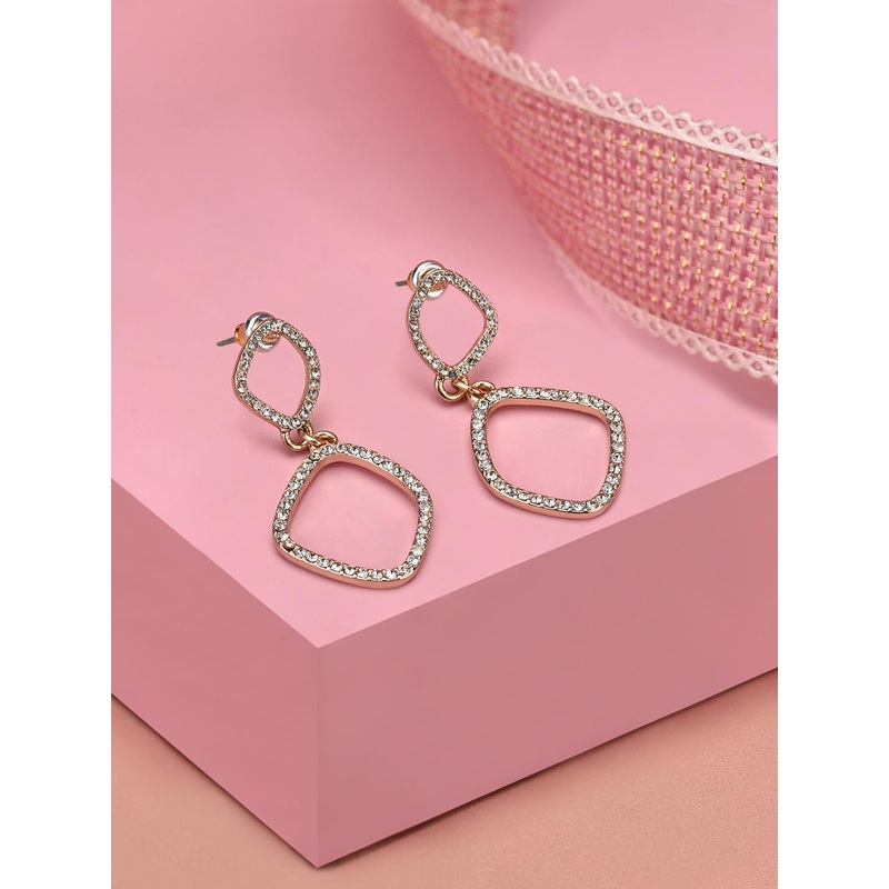 Accessorize London Women Pave Organic Oval Drop Earrings
