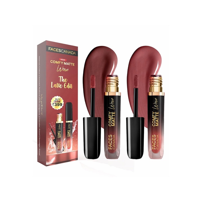 FACES CANADA Set Of 2 Comfy Matte Wow Liquid Lipstick – 3.8 ml Each – 01 & 07