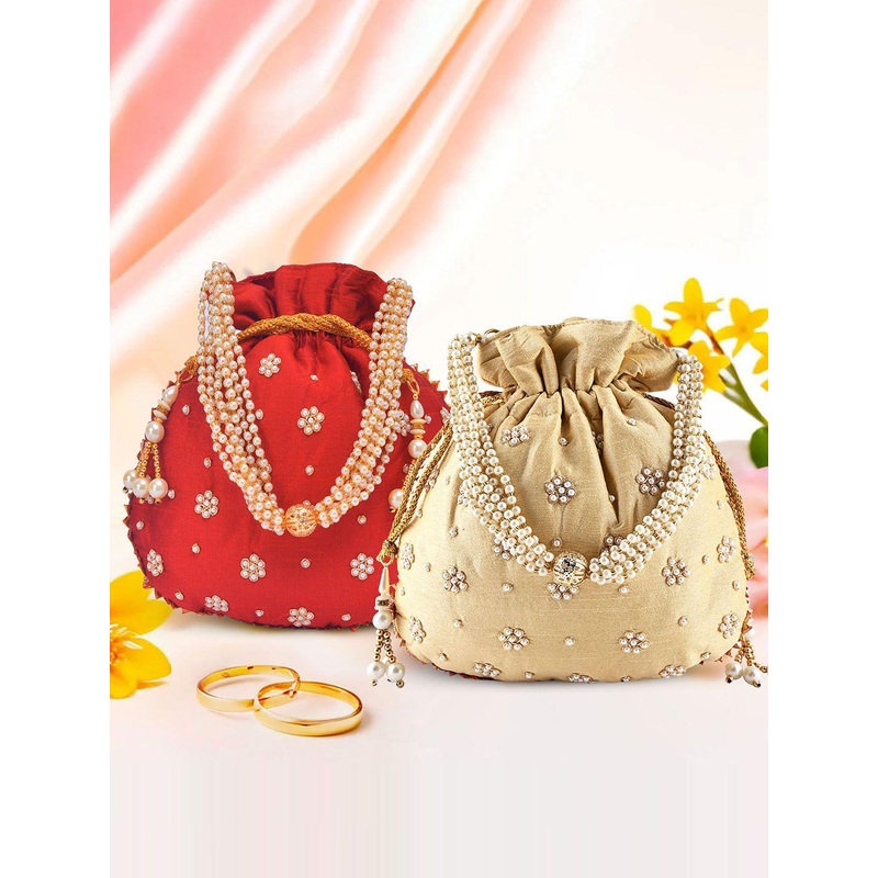 Kuber Industries Set of 2 Embroidered Potli Clutch
