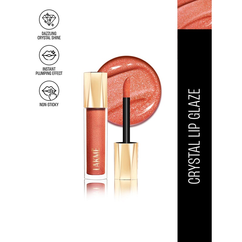 Lakme Glitterati Non-Sticky Hydrating Lip Glaze With Vegan Collagen 5ml – Honey Haze
