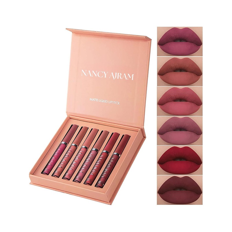 NANCY AJRAM 6-Pcs Long Lasting Matte Mini Lipstick – 10 ml Each – Set A 01-02-03-04-05-06