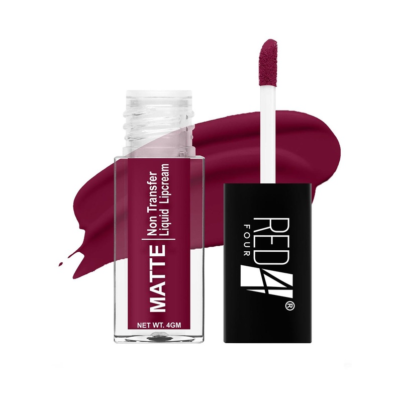 RED 4 Transfer Proof Matte Liquid Lipstick – 4 g –  Mulberry Wine