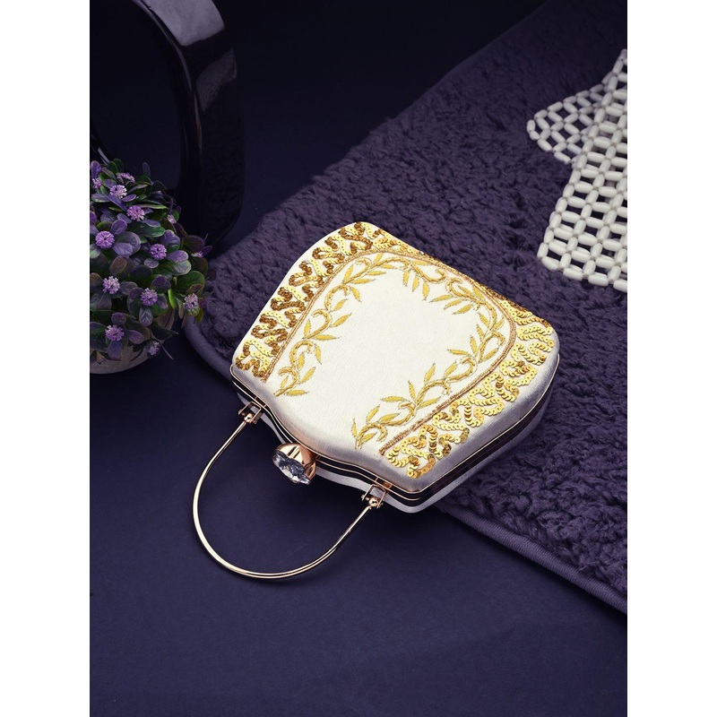 Toobacraft Floral Embroidered Sequinned Envelope Clutch