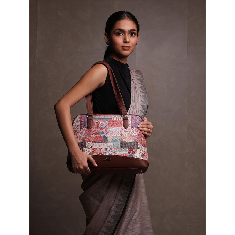 ZOUK Printed Structured Shoulder Bag