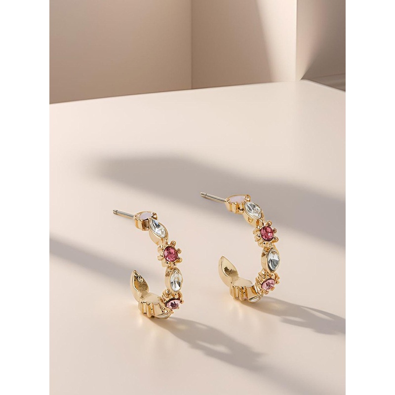 Accessorize Artificial Stones Studded Circular Shaped Half Hoop Earrings