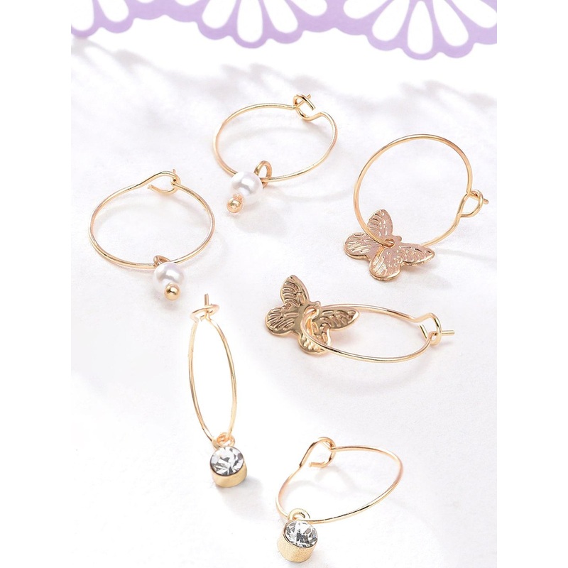 Accessorize London Set Of 3 Butterfly Hoop Earrings