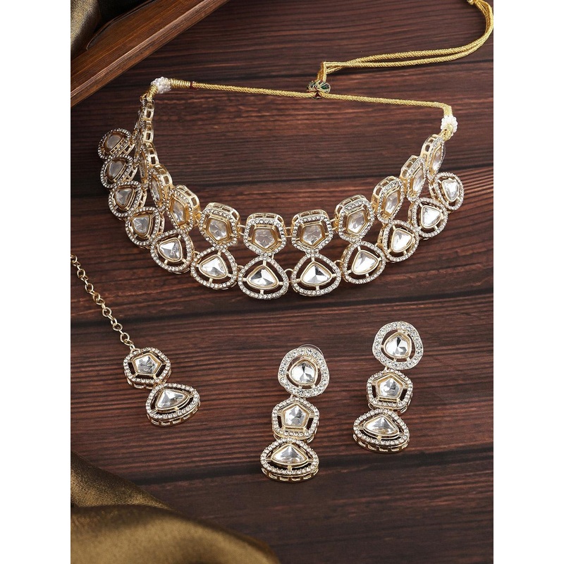 AMI Gold-Plated AD-Studded Jewellery Set
