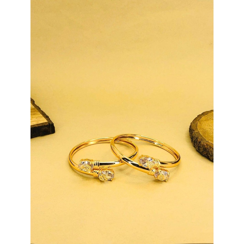 Anouk Set Of 2 18k Gold-Plated American Diamond Kada Bracelet