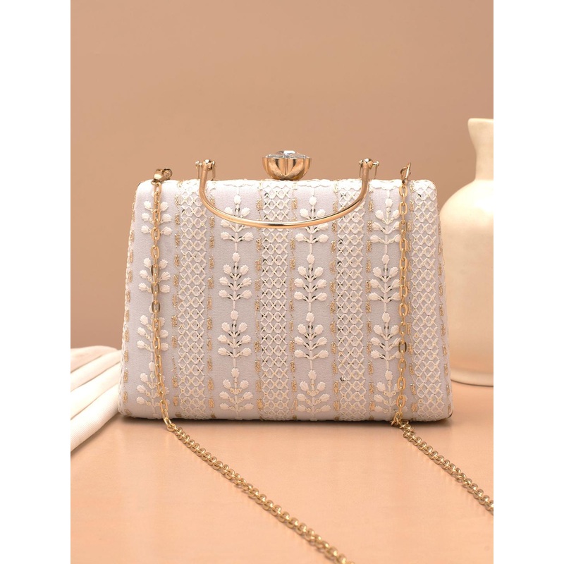 ARTKLIM  Threadwork Embroidered Box Clutch