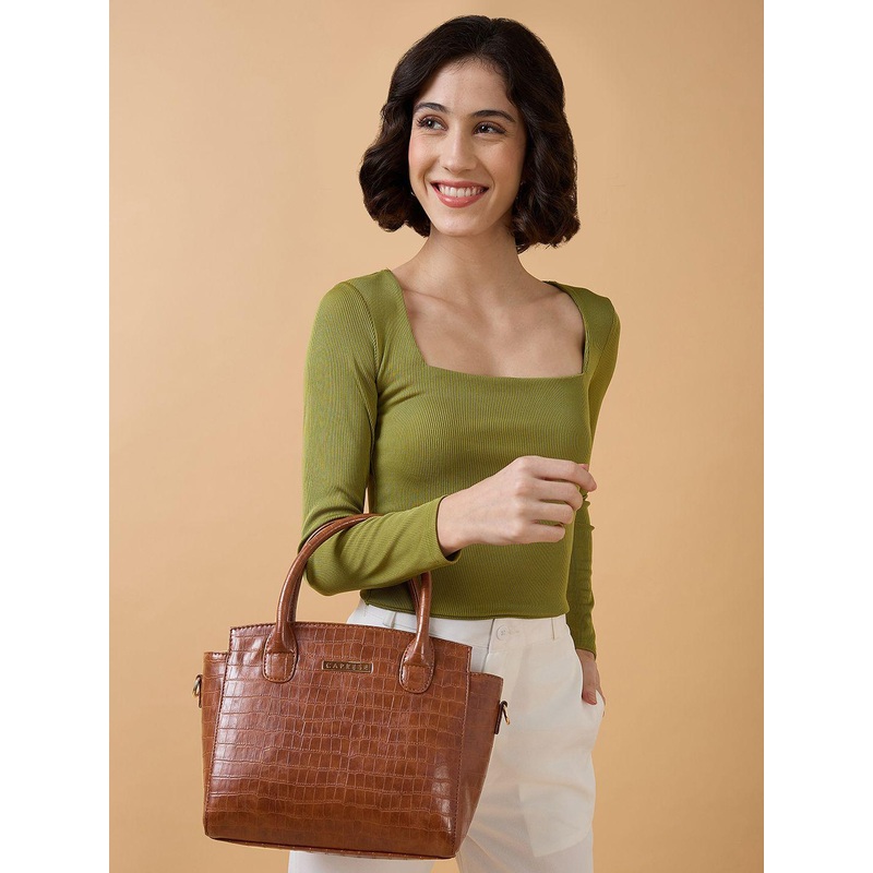 Caprese Cristina Women Brown Medium Satchel Bag