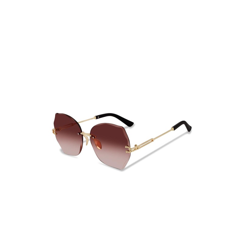 DEXENT COLLECTION Women Brown Lens & Gold-Toned Butterfly Sunglasses with