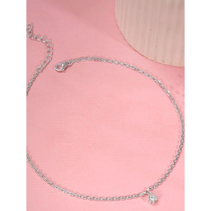 GIVA Rhodium-Plated Anklet