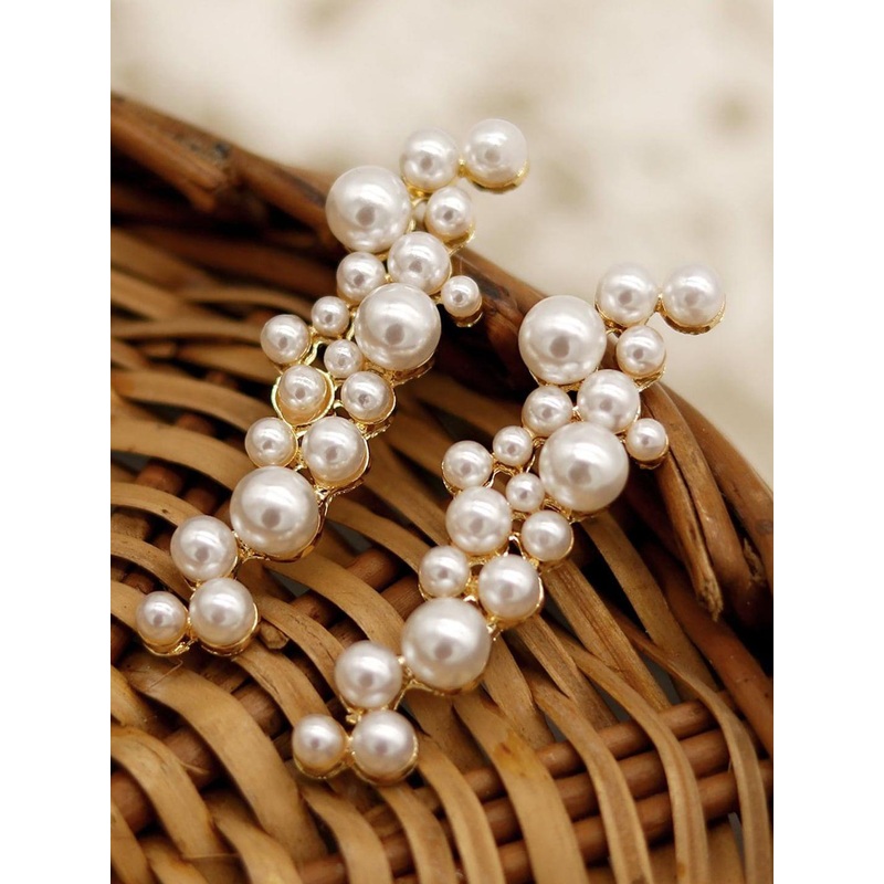 JOKER & WITCH Gold-Toned & White Classic Drop Earrings