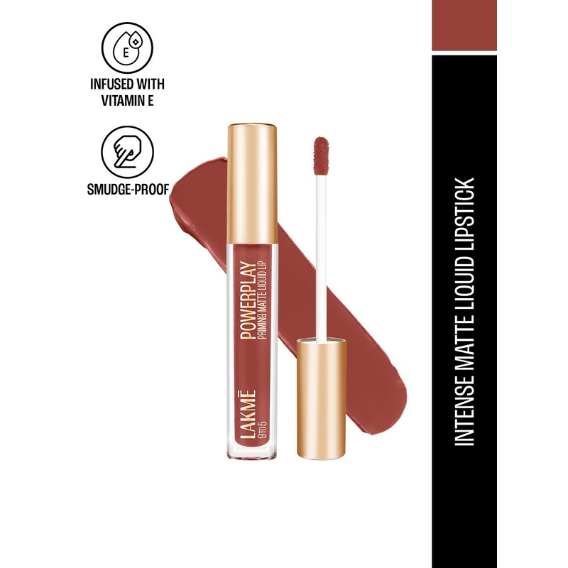Lakme 9to5 Powerplay Priming Matte Liquid Lip Color With Vit E 4.2ml – Intense Latte MB2