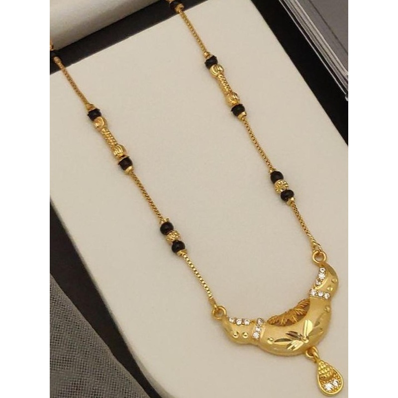 Queenzart Gold-Plated Brass Artificial Stones and Beads Mangalsutra