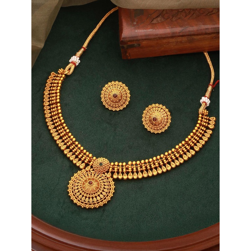 Saraf RS Jewellery Gold-Plated Stone-Studded Jewellery Set